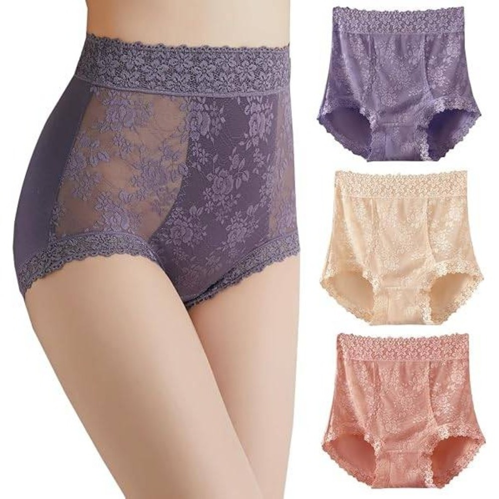 Set of 3 MSRP $39 Wanmeiqinglv Women's XL Sexy Lace Hipster‎ Underwear Cotton